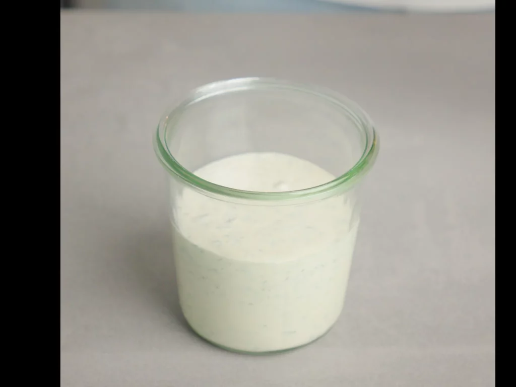 Cremiges Ranch-Dressing mit Kräutern im Glas